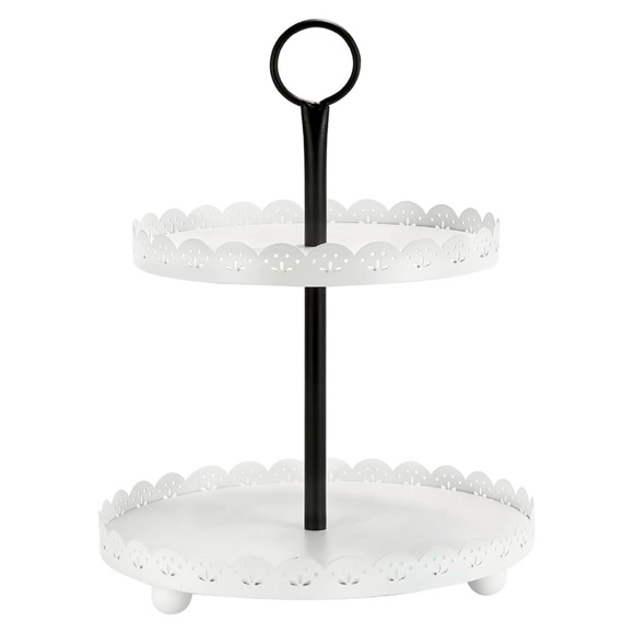 White Two-Tier Decor or Serving Tray - Picture 1 of 2